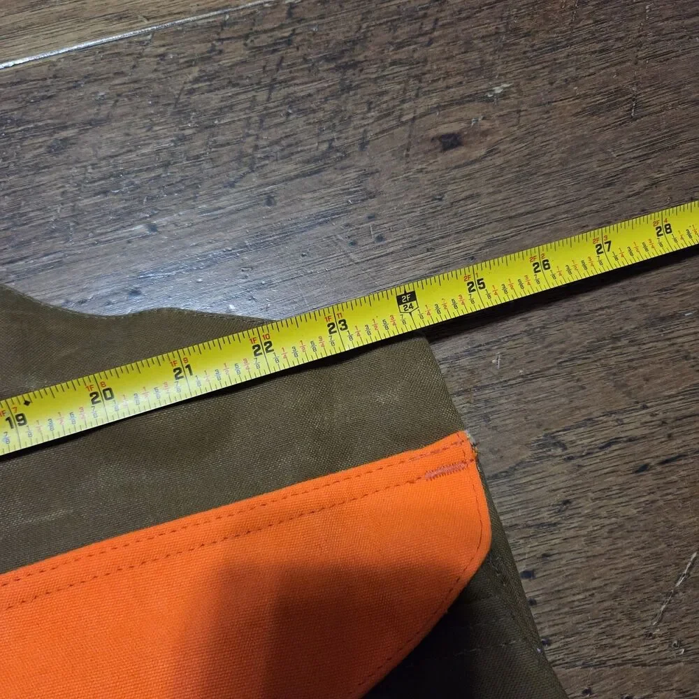 New Vtg Filson Tin Cloth Game Bag Hunting Vest Dark Tan Blaze Orange USA 16034